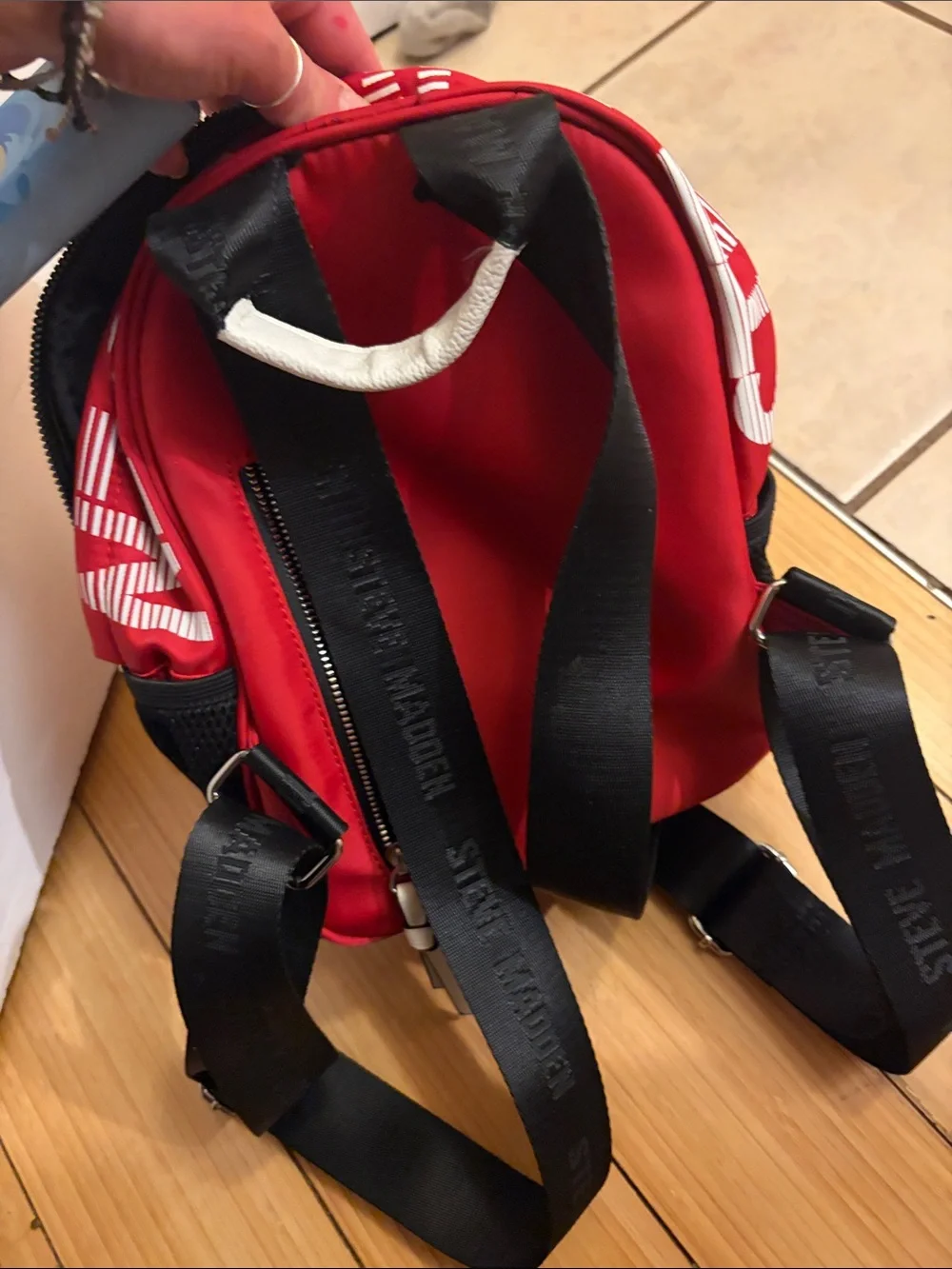 Steve Madden Red Crossbody Sling Bag with White Logo